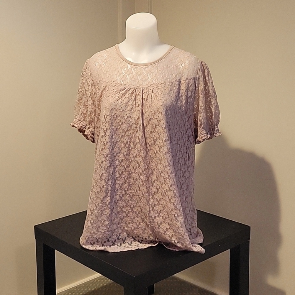 Shannon Ford NY lace blouse, dusty lavender size XL